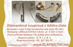 Certifikát diamantové soupravy z bílého zlata